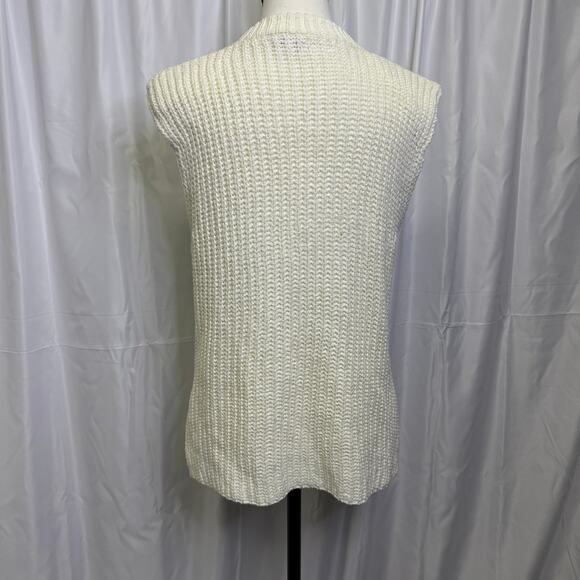 Crescent Cream Knit Sweater Vest with Shoulder Pads Size Small - Picture 3 of 8